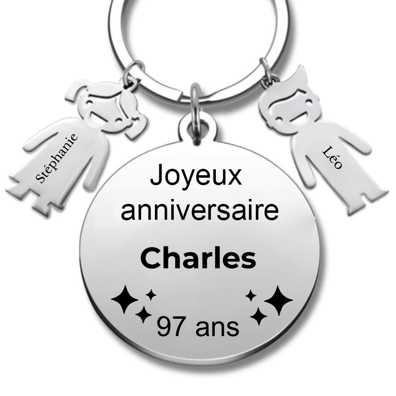 Le Porte - Clef "Joyeux anniversaire XXX 97 ans" - Prénom A Personnaliser - Les Bijoux de Marilou