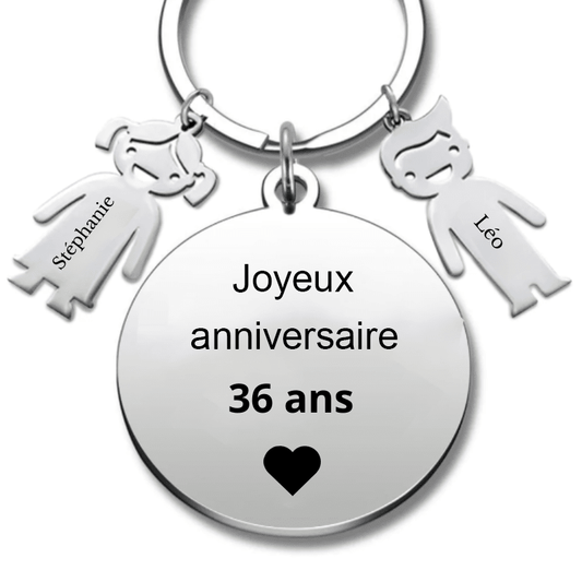 Le Porte - Clef "Joyeux anniversaire XXX ans" - Age A Personnaliser - Les Bijoux de Marilou
