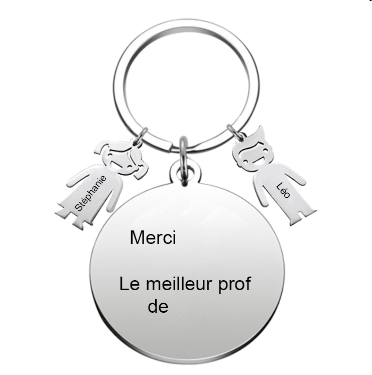 Le Porte - Clef Merci "Merci XXX, le meilleur prof de YYY" - Les Bijoux de Marilou