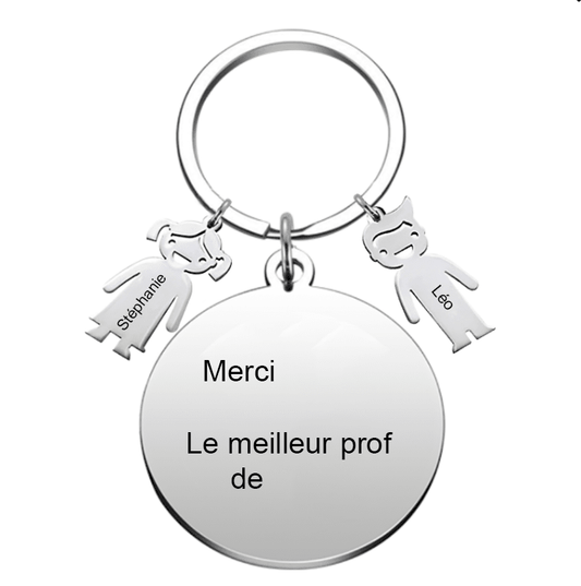 Le Porte - Clef Merci "Merci XXX, le meilleur prof de YYY" - Les Bijoux de Marilou