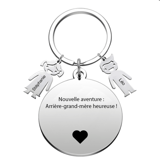 Le Porte - Clef "Nouvelle naissance : Arrière - Grand - Mère heureuse" - Les Bijoux de Marilou