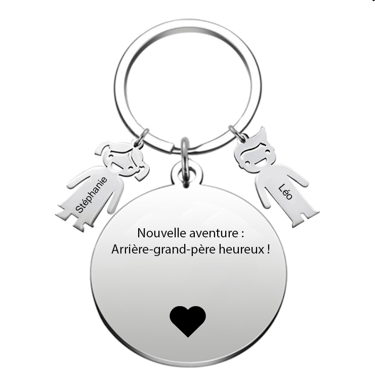 Le Porte - Clef "Nouvelle naissance : Arrière - Grand - Père heureux" - Les Bijoux de Marilou