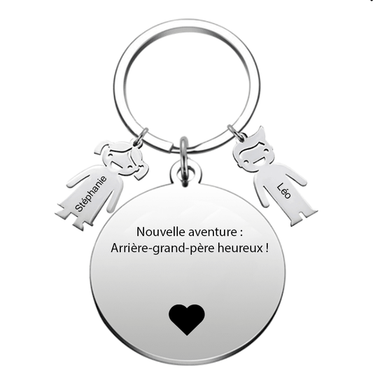 Le Porte - Clef "Nouvelle naissance : Arrière - Grand - Père heureux" - Les Bijoux de Marilou