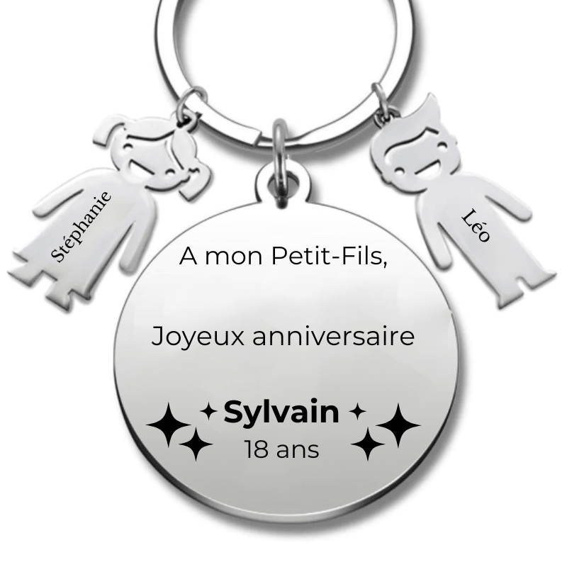 Le Porte - Clef personnalisé Joyeux Anniversaire Petit Fils - A personnaliser (Prénom/Age) - Les Bijoux de Marilou
