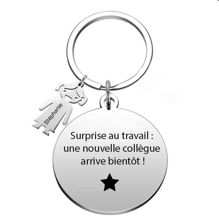 Le Porte - Clef "Surprise au travail : une nouvelle collègue arrive bientôt !" - Les Bijoux de Marilou