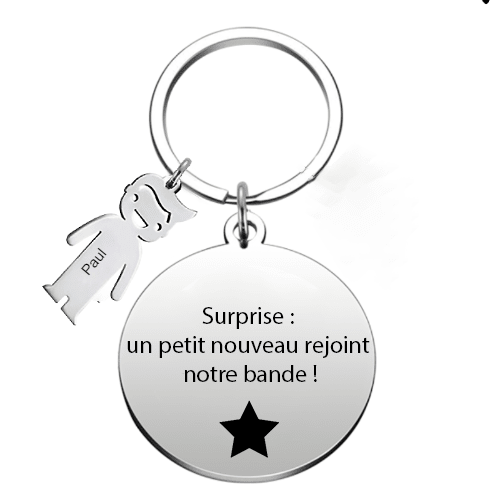 Le Porte - Clef "Surprise : "Un petit nouveau rejoint notre bande !" - Les Bijoux de Marilou