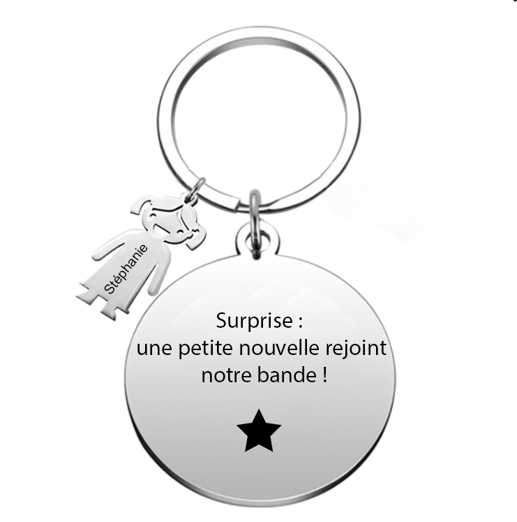 Le Porte - Clef "Surprise : une petite nouvelle rejoint notre bande !" - Les Bijoux de Marilou