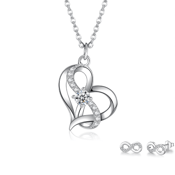 Parure Collier Boucles d'Oreilles Infini Double en Argent Sterling 925 - Les Bijoux de Marilou