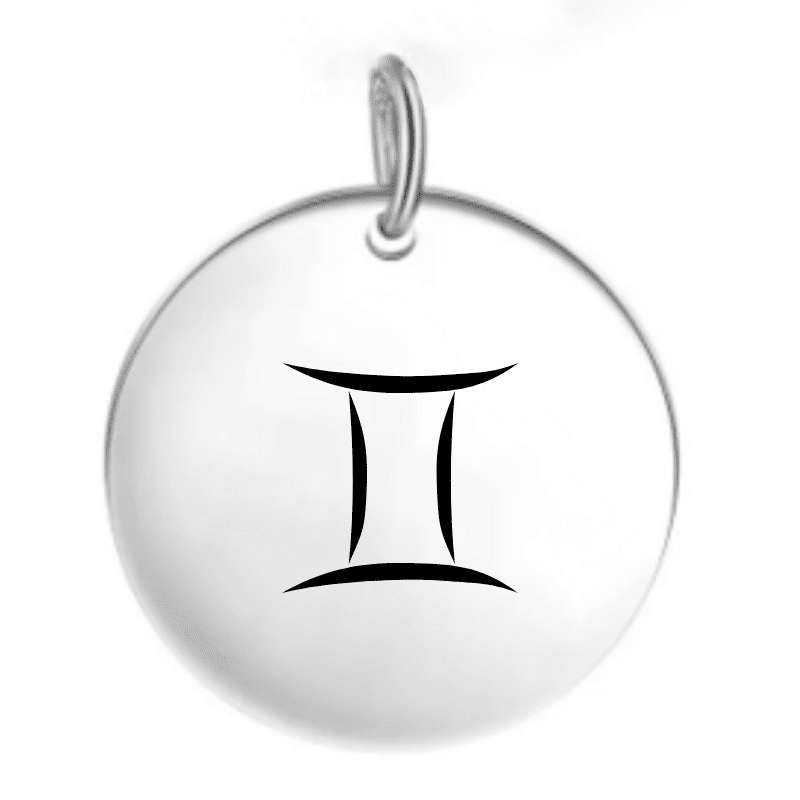 Pendentif signe astrologique Gémeaux — gravé au laser acier inoxydable