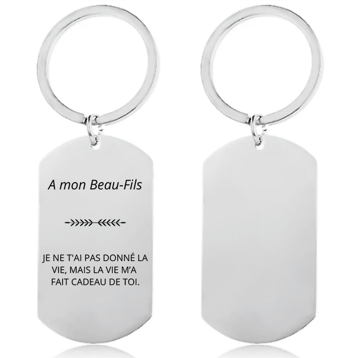 Porte-clé beau-fils personnalisé, plaque gravée A mon Beau-Fils - Les Bijoux de Marilou