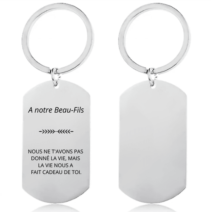Porte-clé beau-fils personnalisé, plaque gravée A notre Beau-Fils - Les Bijoux de Marilou