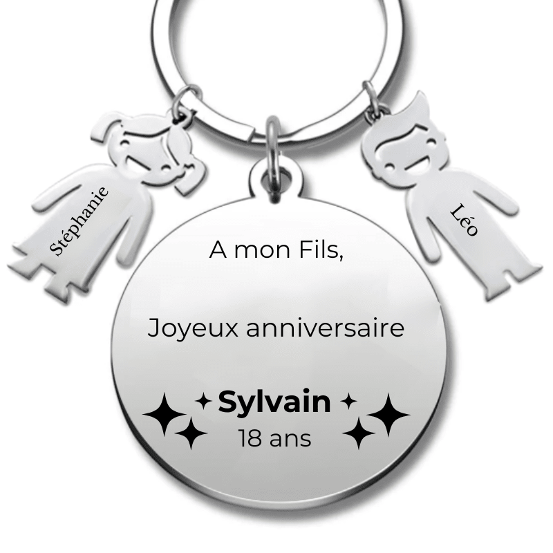 Porte Clé A Mon Fils Personnalisé Joyeux Anniversaire mon Fils - A personnaliser (Prénom/Age) - Les Bijoux de Marilou