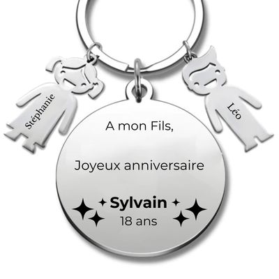 Porte Clé A Mon Fils Personnalisé Joyeux Anniversaire mon Fils - A personnaliser (Prénom/Age)