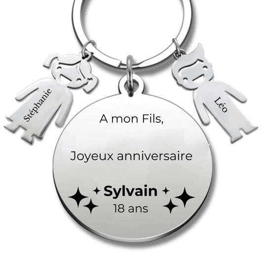 Porte Clé A Mon Fils Personnalisé Joyeux Anniversaire mon Fils - A personnaliser (Prénom/Age) - Les Bijoux de Marilou