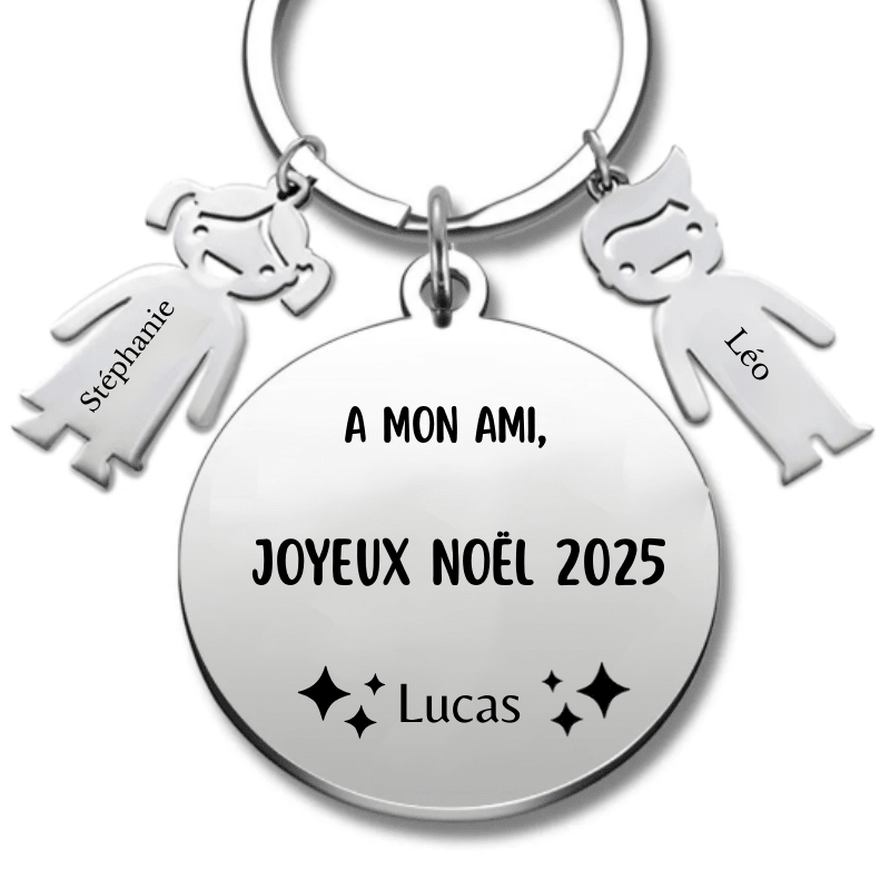 Porte Clé Ami Personnalisé Joyeux Noël Ami - A Personnaliser (Prénom) - Les Bijoux de Marilou