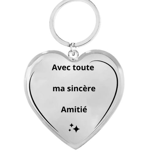 Porte-clé amie personnalisé cœur gravé seul, vue rapprochée - Les Bijoux de Marilou