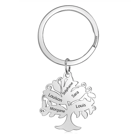 Porte Clé Arbre de Vie Personnalisé - 2 à 9 prénoms - Les Bijoux de Marilou