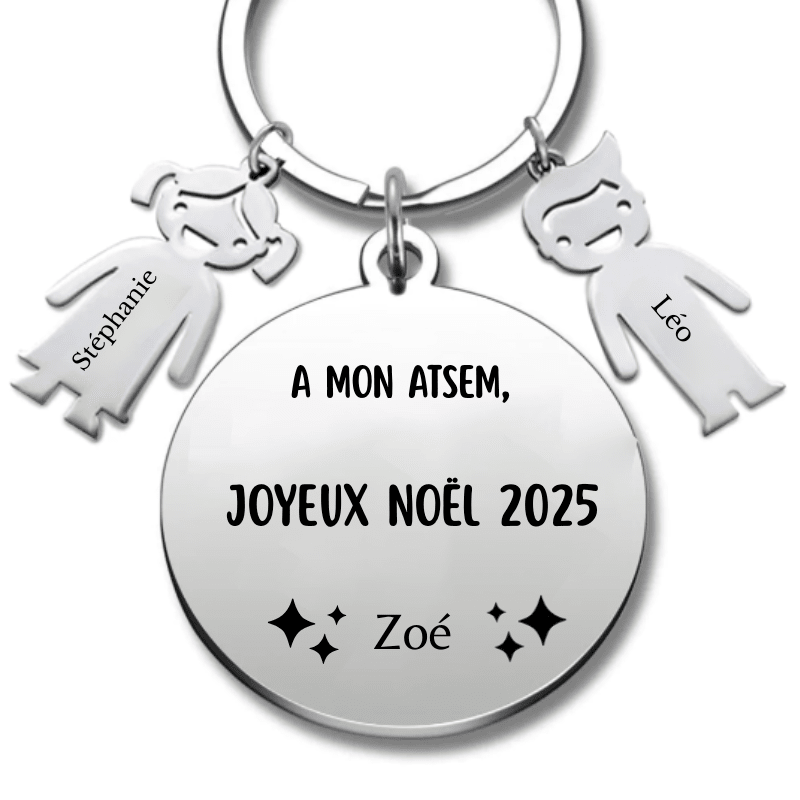 Porte Clé ATSEM Personnalisé Joyeux Noël ATSEM - Les Bijoux de Marilou