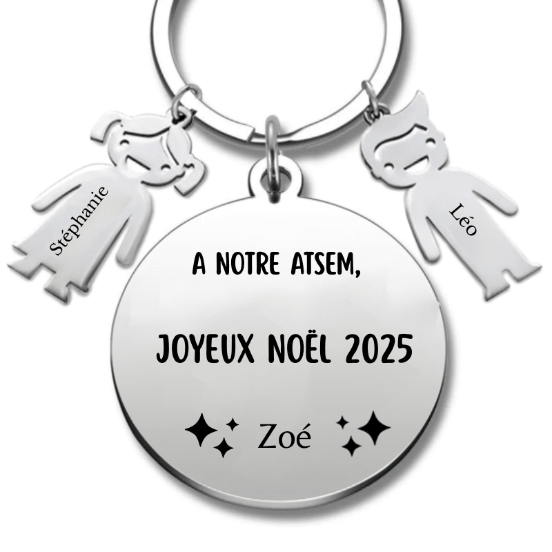 Porte Clé ATSEM Personnalisé Joyeux Noël ATSEM - Les Bijoux de Marilou