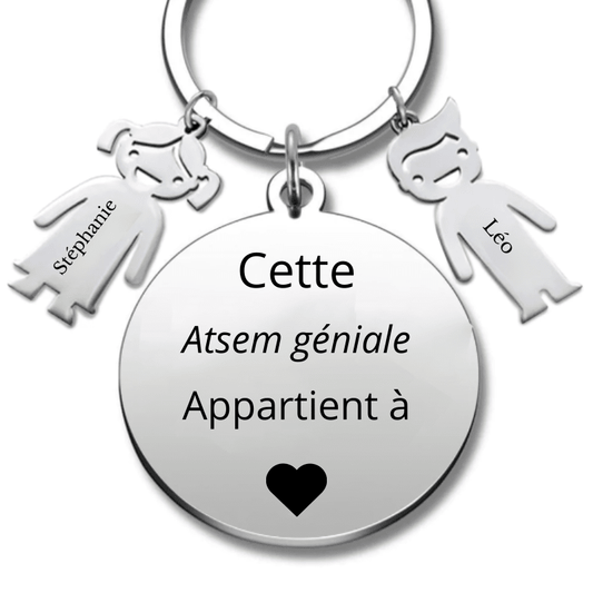 Porte Clé ATSEM Personnalisé Meilleure ATSEM - Les Bijoux de Marilou