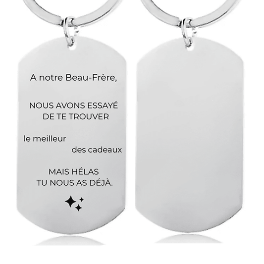 Porte-clé beau-frère personnalisé, verso gravable en option à la commande - Les Bijoux de Marilou