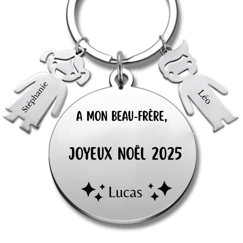 Porte Clé Beau - Frère Personnalisé Joyeux Noël Beau Frère - A personnaliser (Prénom/Age) - Les Bijoux de Marilou