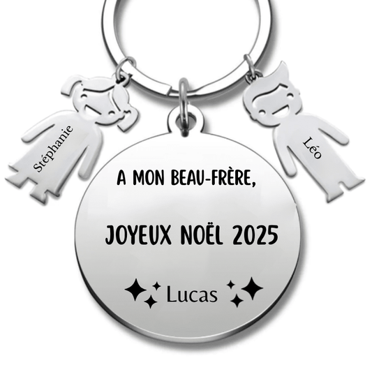 Porte Clé Beau - Frère Personnalisé Joyeux Noël Beau Frère - A personnaliser (Prénom/Age) - Les Bijoux de Marilou