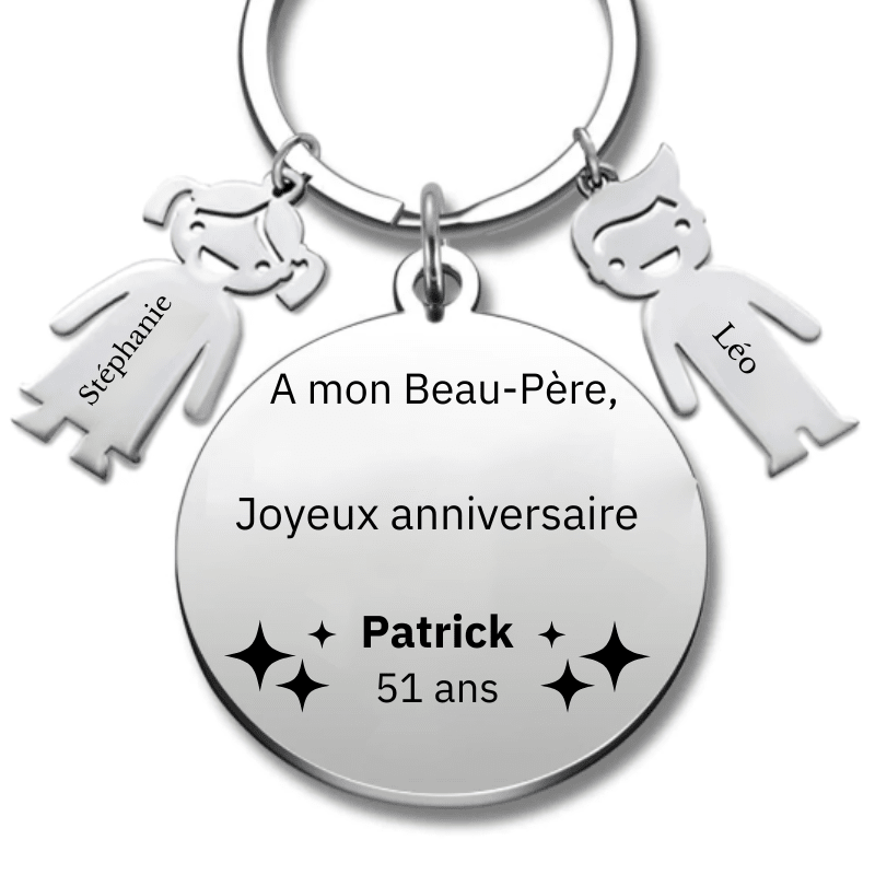 Porte Clé Beau Père Personnalisé Joyeux Anniversaire Beau Père - A personnaliser (Prénom/Age) - Les Bijoux de Marilou