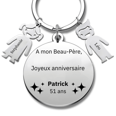 Porte Clé Beau Père Personnalisé Joyeux Anniversaire Beau Père - A personnaliser (Prénom/Age)