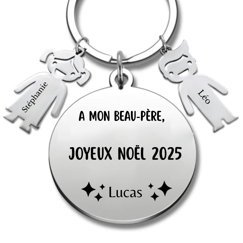 Porte Clé Beau Père Personnalisé Joyeux Noël Beau Père - A personnaliser (Prénom/Age) - Les Bijoux de Marilou