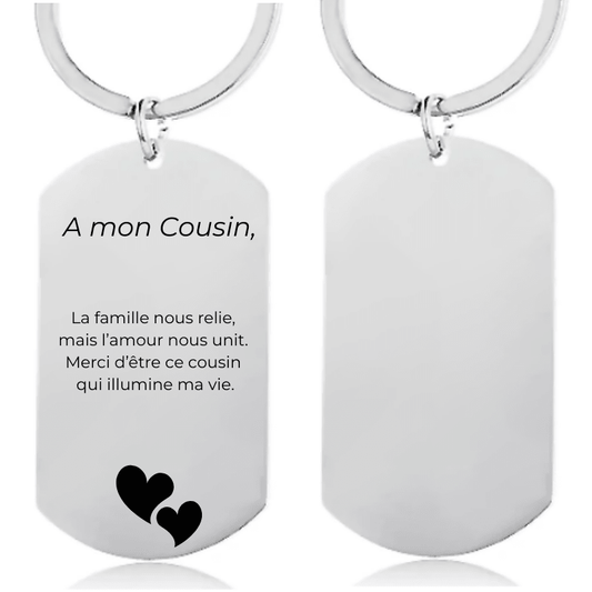 Porte Clé Cousin Personnalisé - Les Bijoux de Marilou