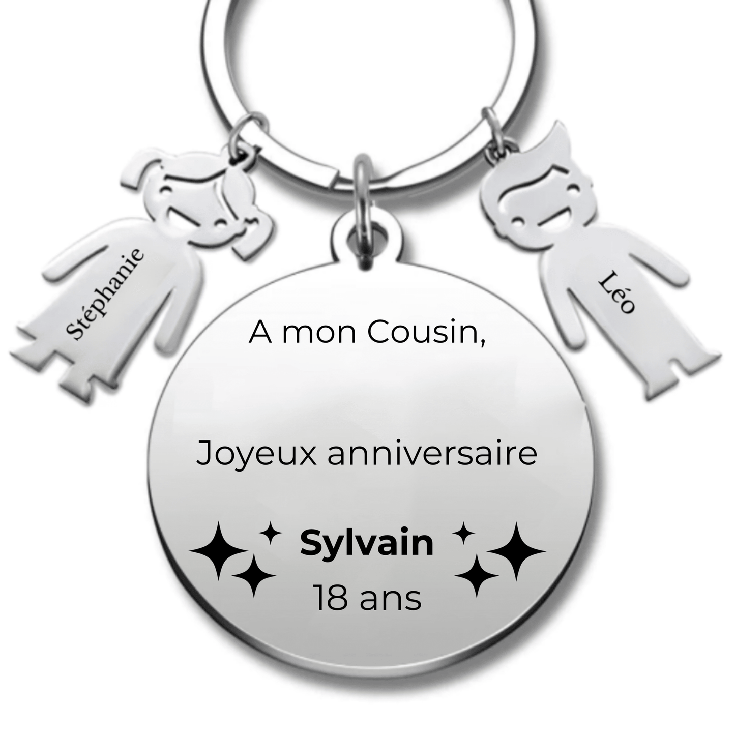 Porte Clé Cousin Personnalisé Joyeux Anniversaire Cousin - A personnaliser (Prénom/Age) - Les Bijoux de Marilou