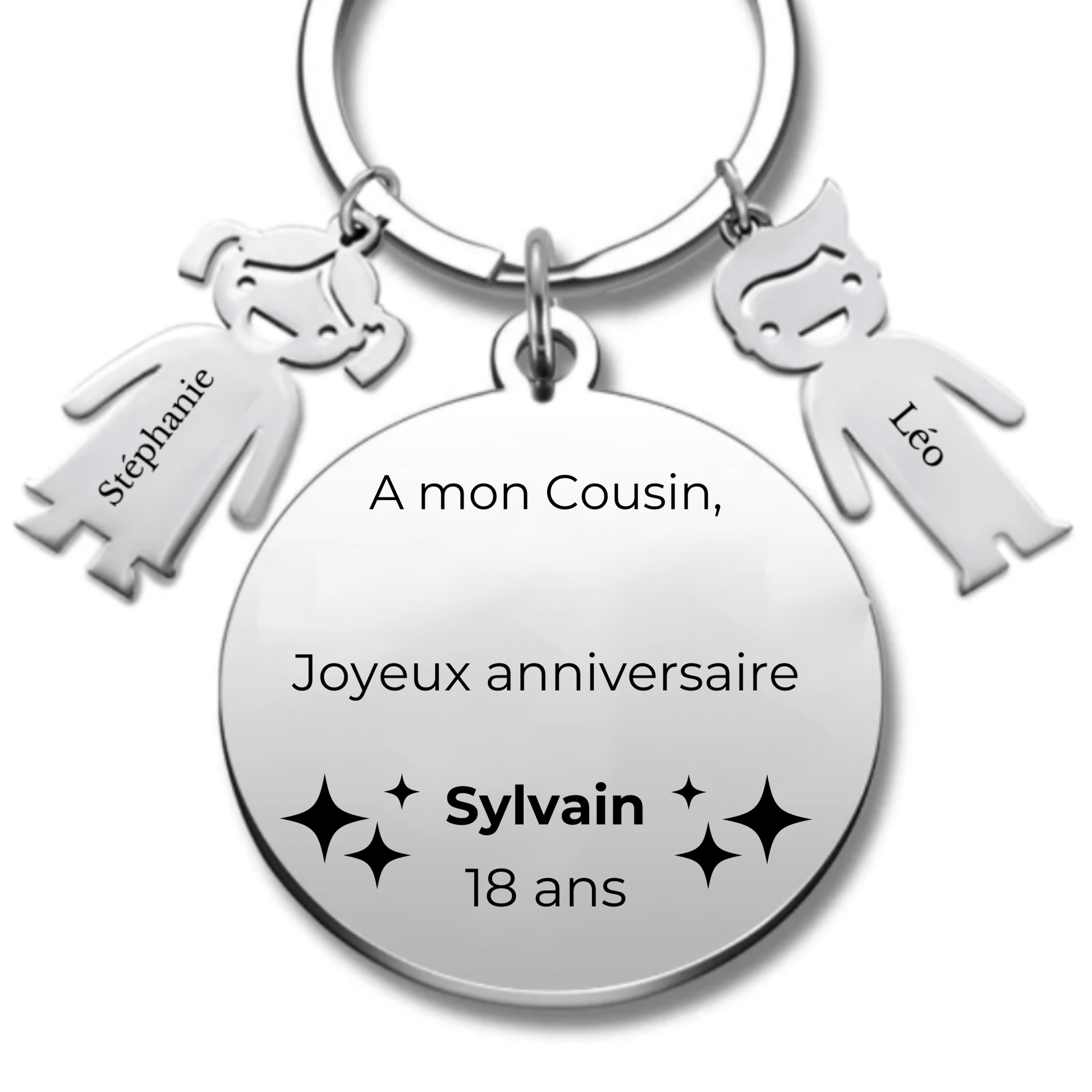 Porte Clé Cousin Personnalisé Joyeux Anniversaire Cousin - A personnaliser (Prénom/Age) - Les Bijoux de Marilou