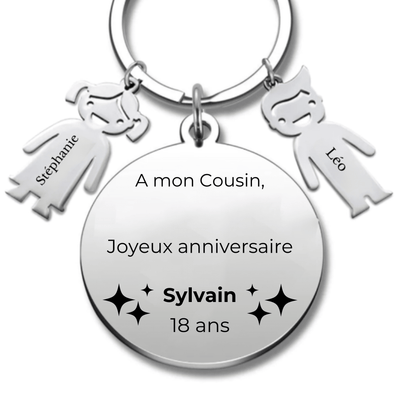 Porte Clé Cousin Personnalisé Joyeux Anniversaire Cousin - A personnaliser (Prénom/Age)