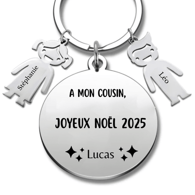 Porte Clé Cousin Personnalisé Joyeux Noël Cousin - A personnaliser (Prénom)