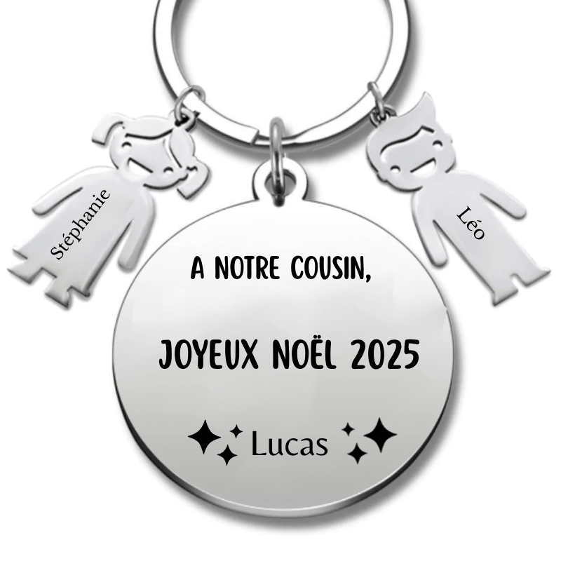 Porte Clé Cousin Personnalisé Joyeux Noël Cousin - A personnaliser (Prénom) - Les Bijoux de Marilou