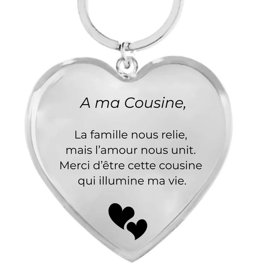 Porte Clé Cousine Personnalisé Coeur - Les Bijoux de Marilou