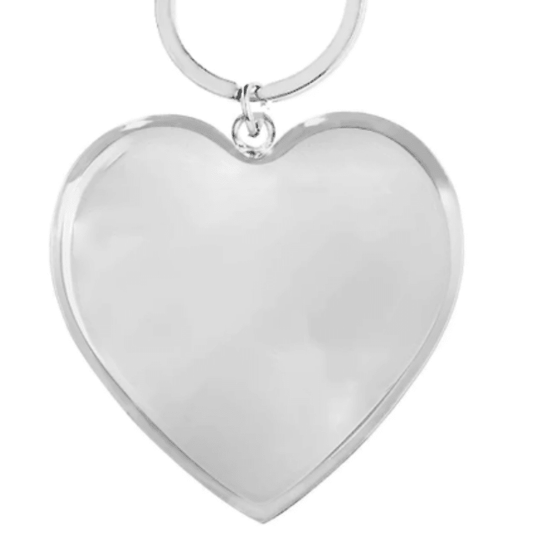 Porte-clé cousine, face arrière du pendentif cœur en acier poli - Les Bijoux de Marilou