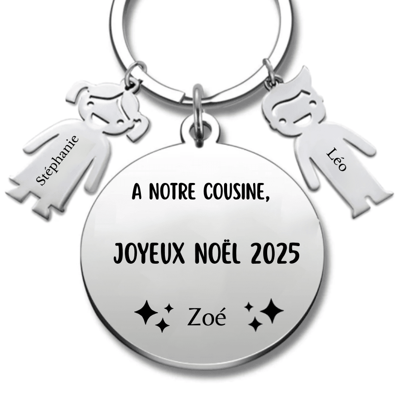 Porte Clé Cousine Personnalisé Joyeux Noël Cousine - Les Bijoux de Marilou