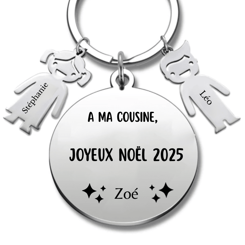 Porte Clé Cousine Personnalisé Joyeux Noël Cousine - Les Bijoux de Marilou