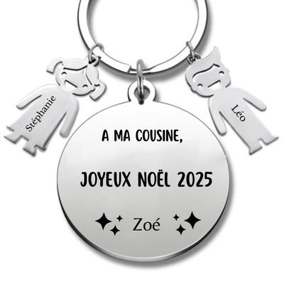 Porte Clé Cousine Personnalisé Joyeux Noël Cousine