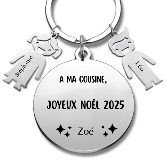 Porte Clé Cousine Personnalisé Joyeux Noël Cousine - Les Bijoux de Marilou