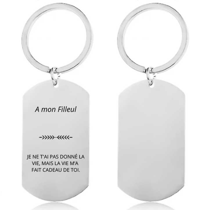 Porte-clé filleul à graver, version À mon Filleul avec verso lisse - Les Bijoux de Marilou