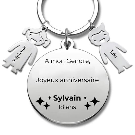 Porte Clé Gendre Personnalisé Joyeux Anniversaire Mon Gendre - A personnaliser (Prénom/Age) - Les Bijoux de Marilou