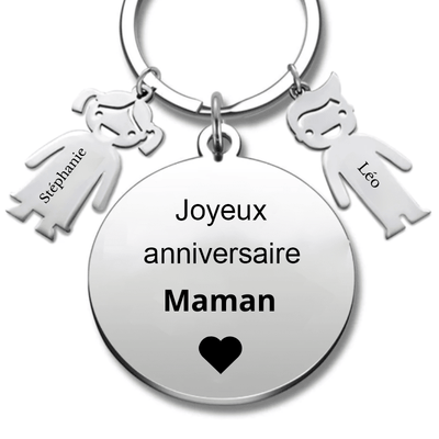 Porte-Clé Joyeux Anniversaire Maman Personnalisé (Prénom)