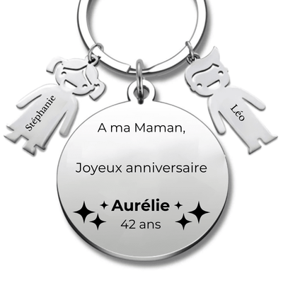 Porte-Clé Joyeux Anniversaire Maman Personnalisé (Prénom/Age)