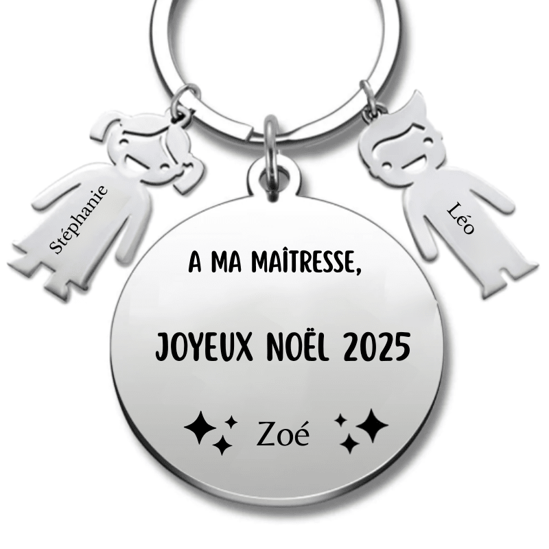 Porte Clé Maitresse Personnalisé Joyeux Noël Maitresse - Les Bijoux de Marilou