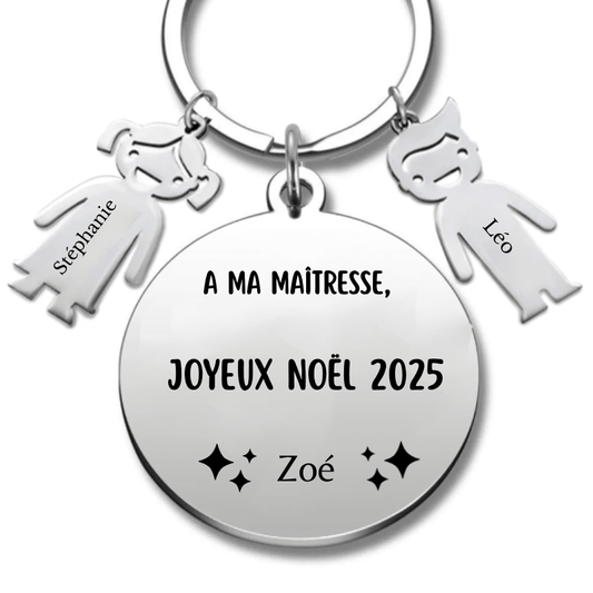 Porte Clé Maitresse Personnalisé Joyeux Noël Maitresse - Les Bijoux de Marilou