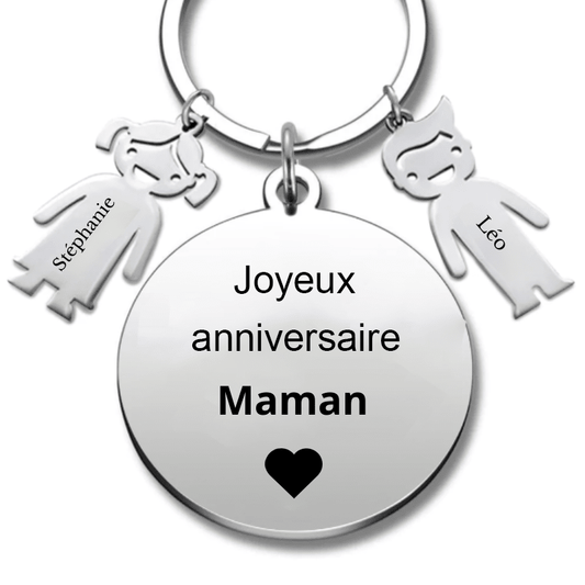 Porte Clé Maman Personnalisé "Joyeux Anniversaire Maman" - Les Bijoux de Marilou