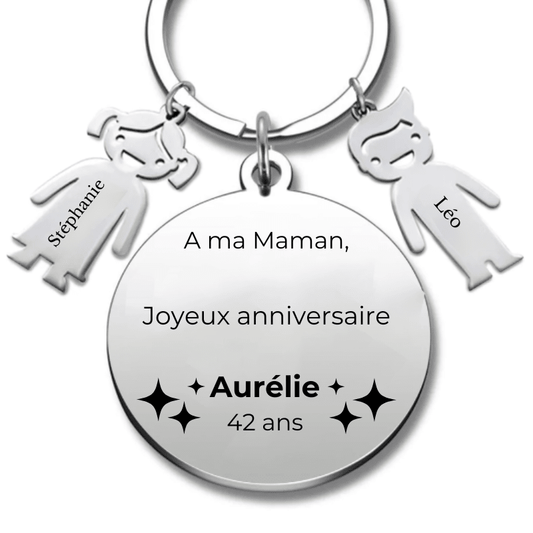 Porte Clé Maman Personnalisé "Joyeux Anniversaire Maman" - A personnaliser (Prénom/Age) - Les Bijoux de Marilou